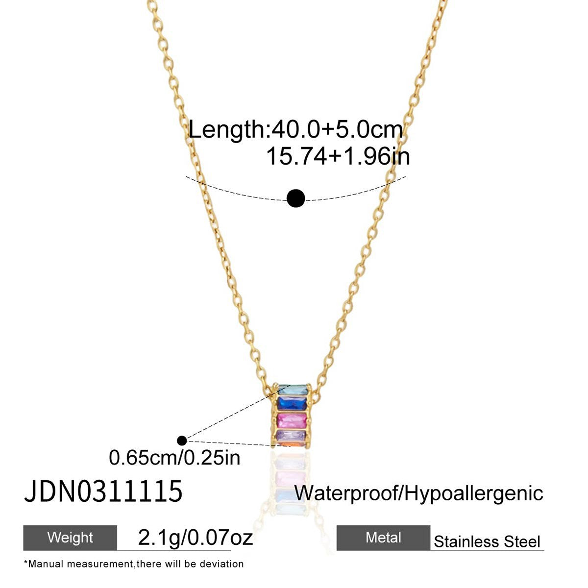 Aura Rainbow Barrel Pendant Necklace