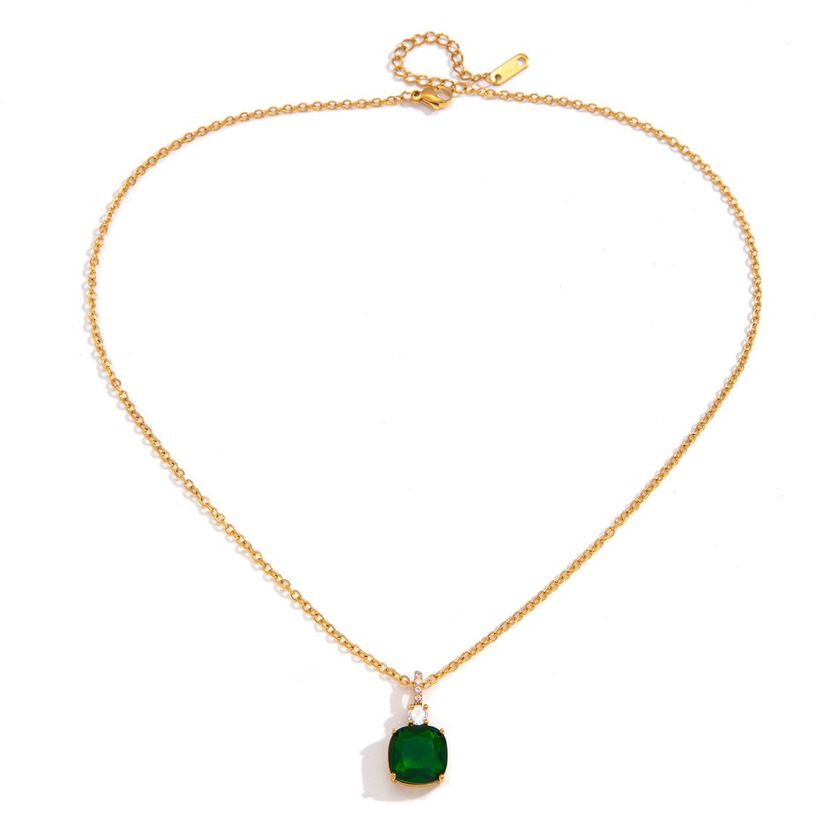 Reset Green Cushion Pendant Necklace