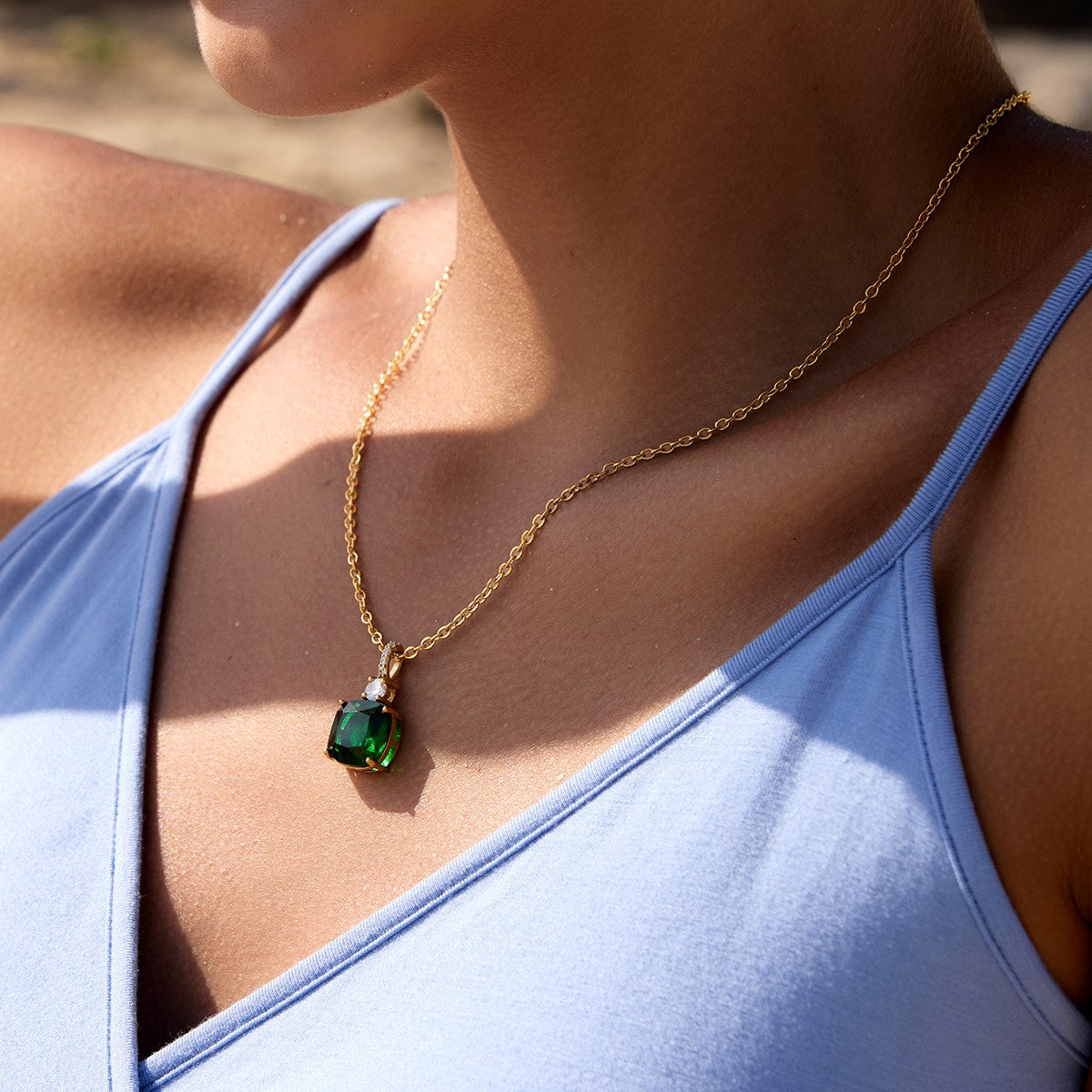 Reset Green Cushion Pendant Necklace
