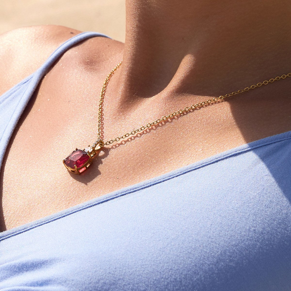 Chosen Red Cushion Pendant Necklace