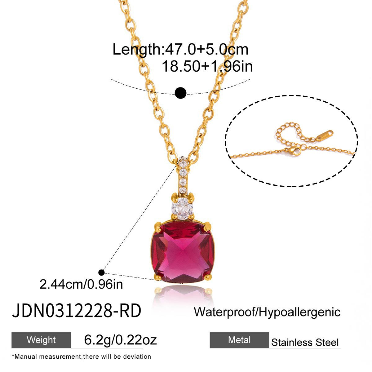 Chosen Red Cushion Pendant Necklace