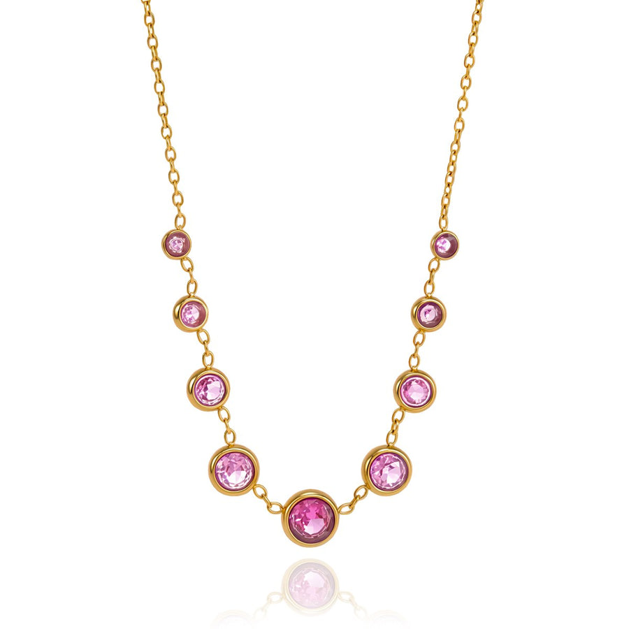 Vida Bezel Necklace · Pink