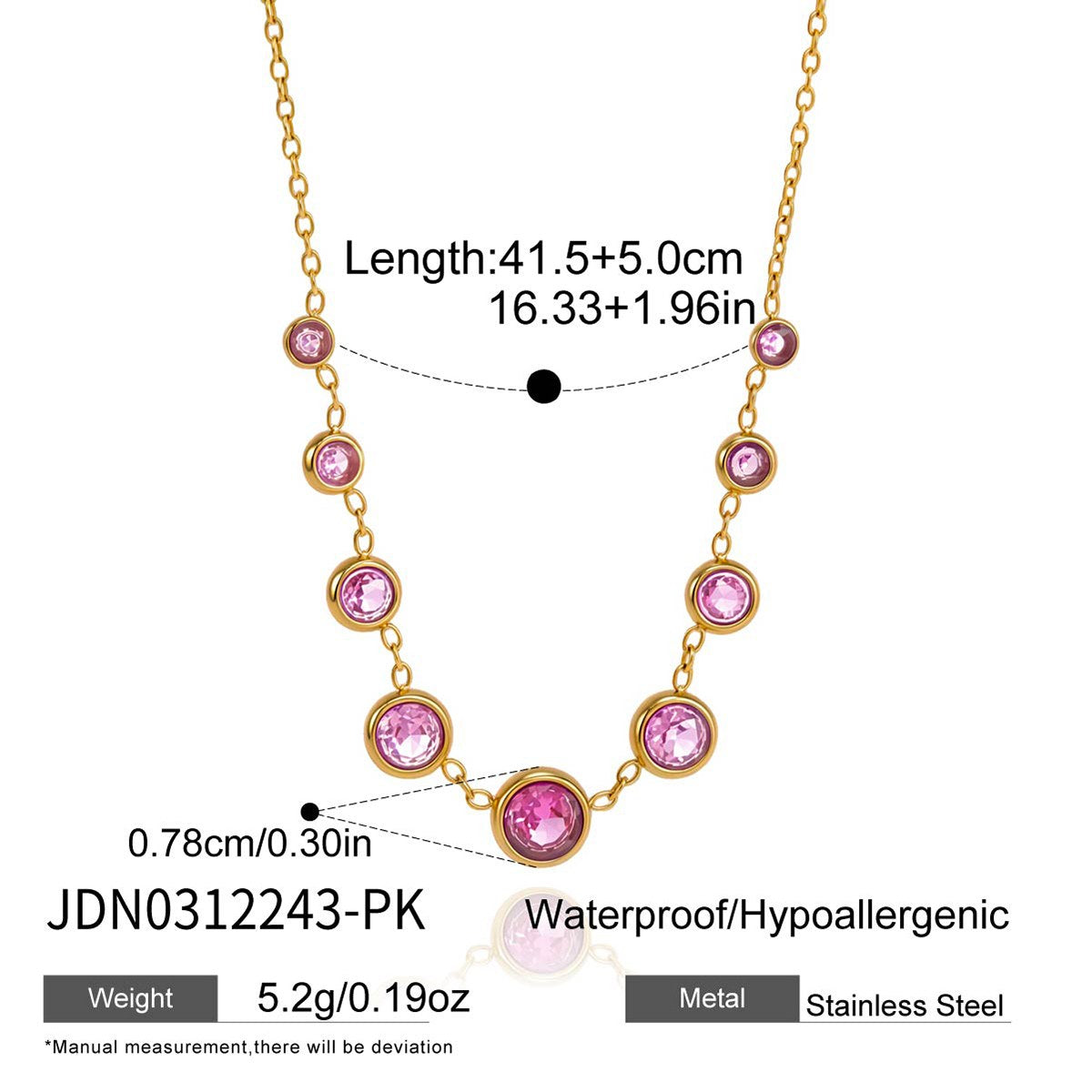 Pretty Pink Bezel Station Necklace
