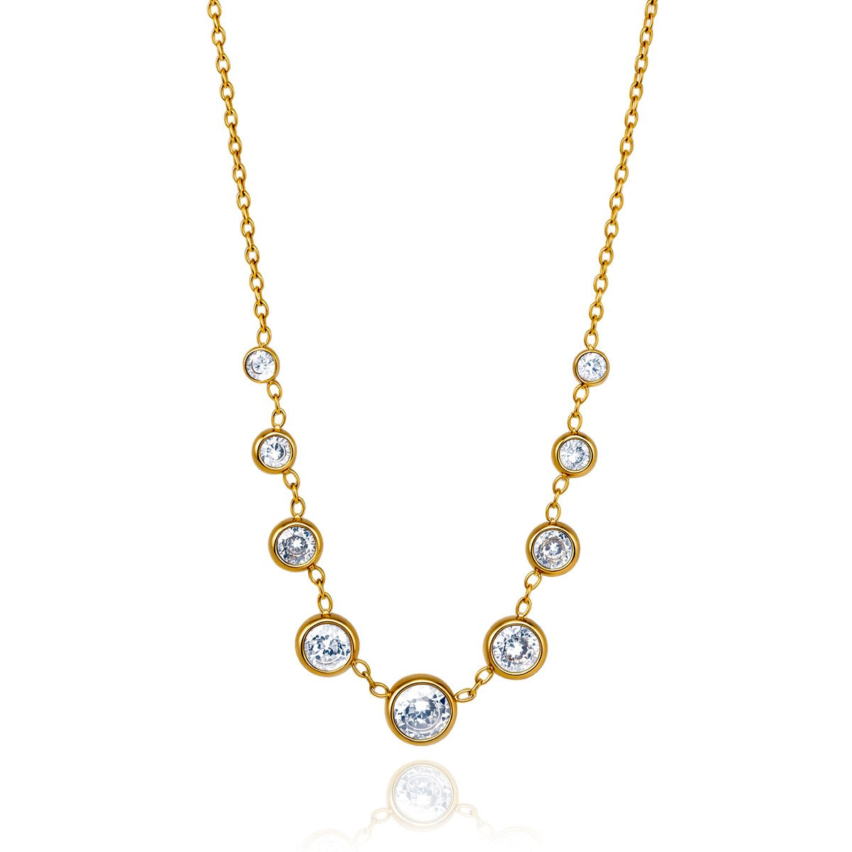 Elevated Crystal Bezel Station Necklace