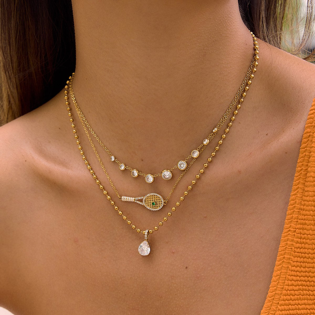 Elevated Crystal Bezel Station Necklace