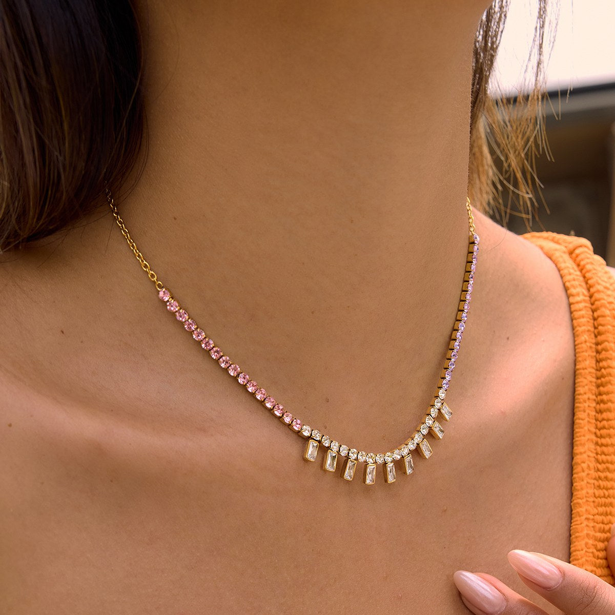 Iconic Baguette Fringe Tennis Necklace