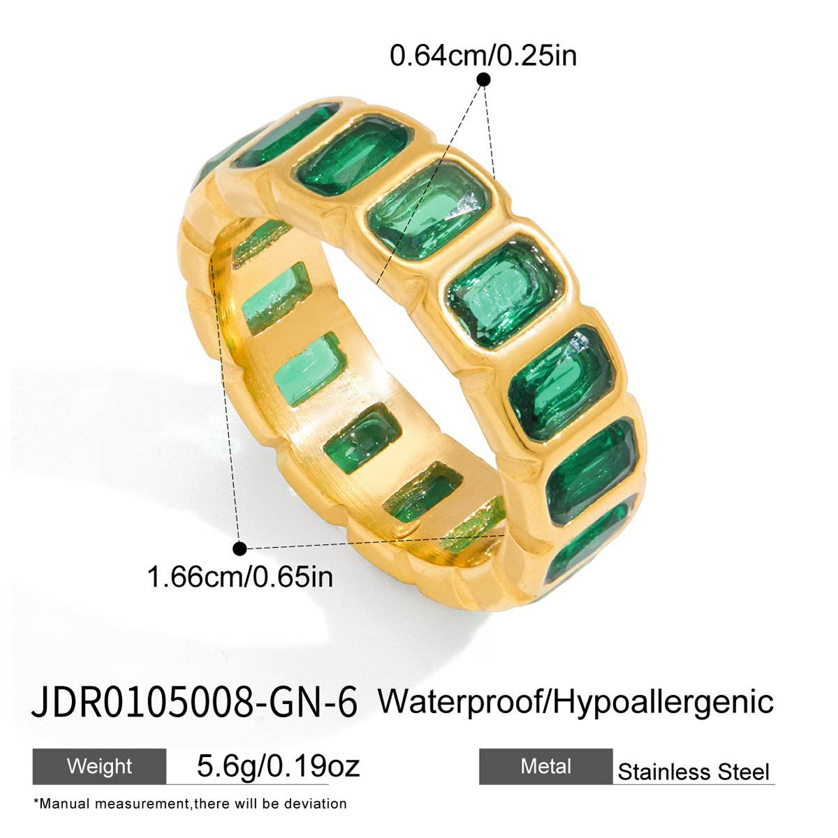 Rare Green Emerald Cut Eternity Ring
