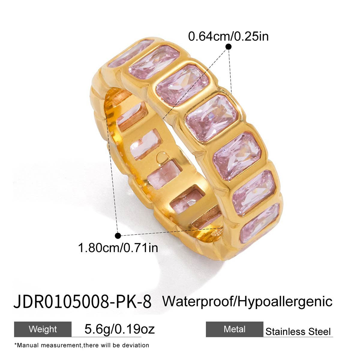 Pretty Pink Emerald Cut Eternity Ring