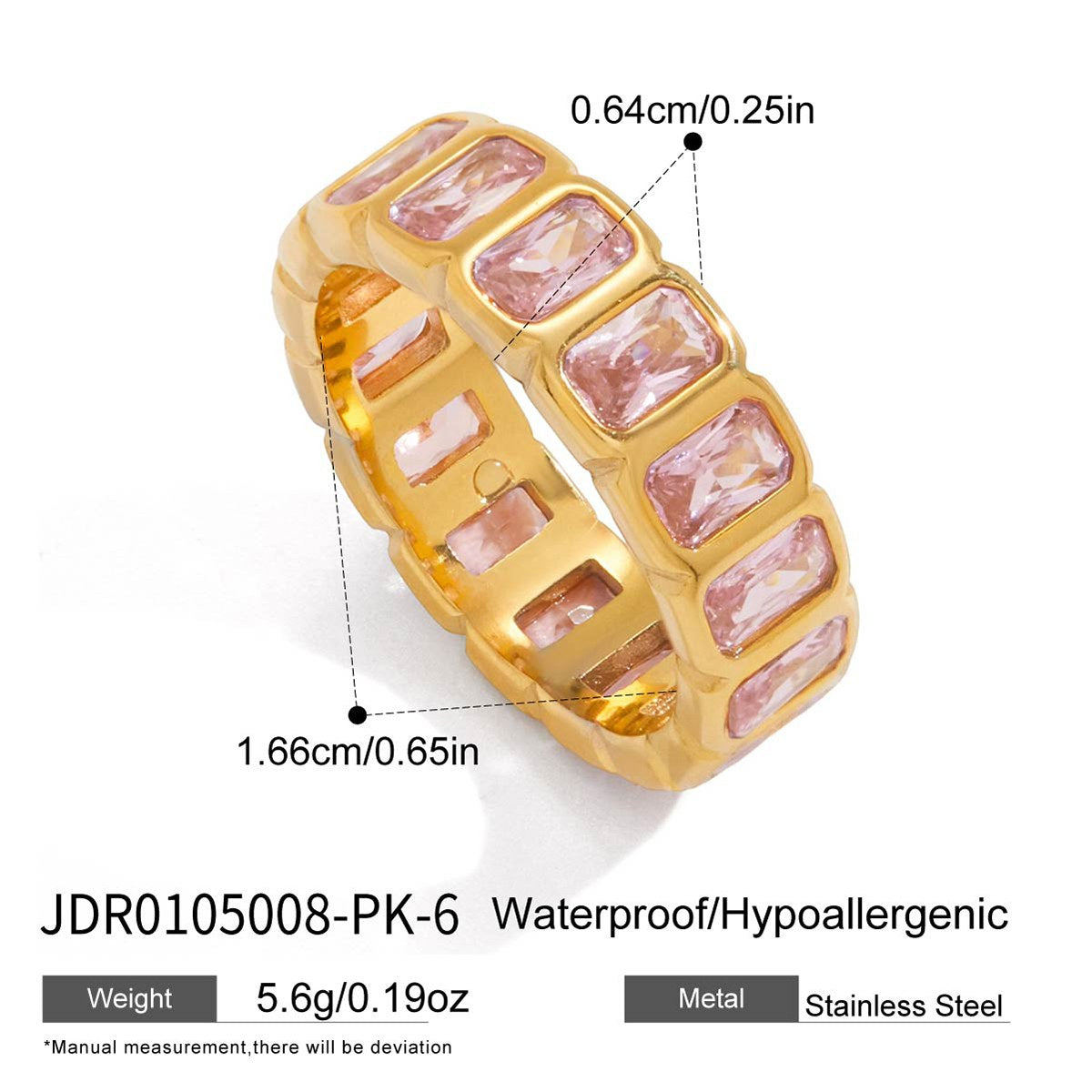 Pretty Pink Emerald Cut Eternity Ring