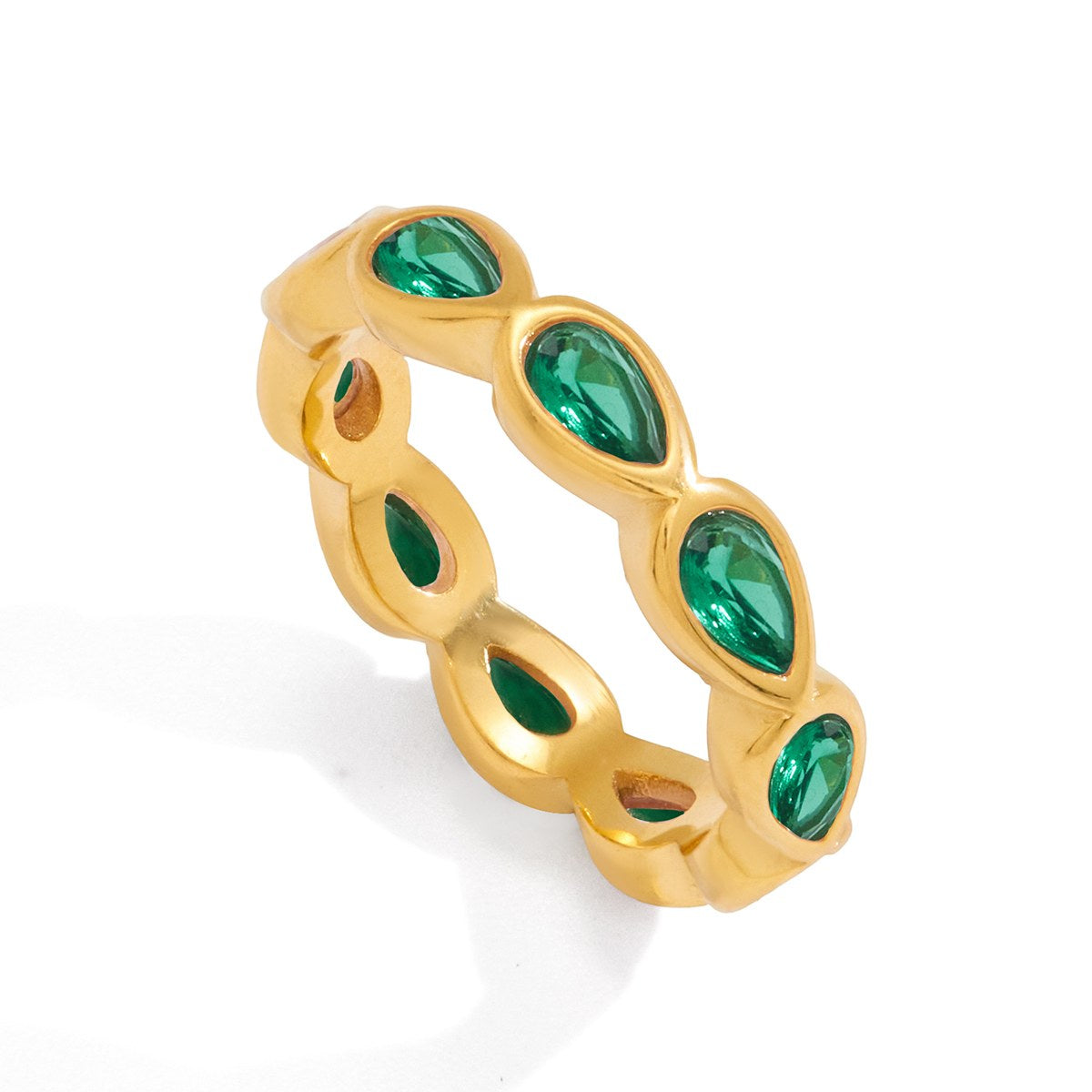 Reset Green Pear Eternity Ring