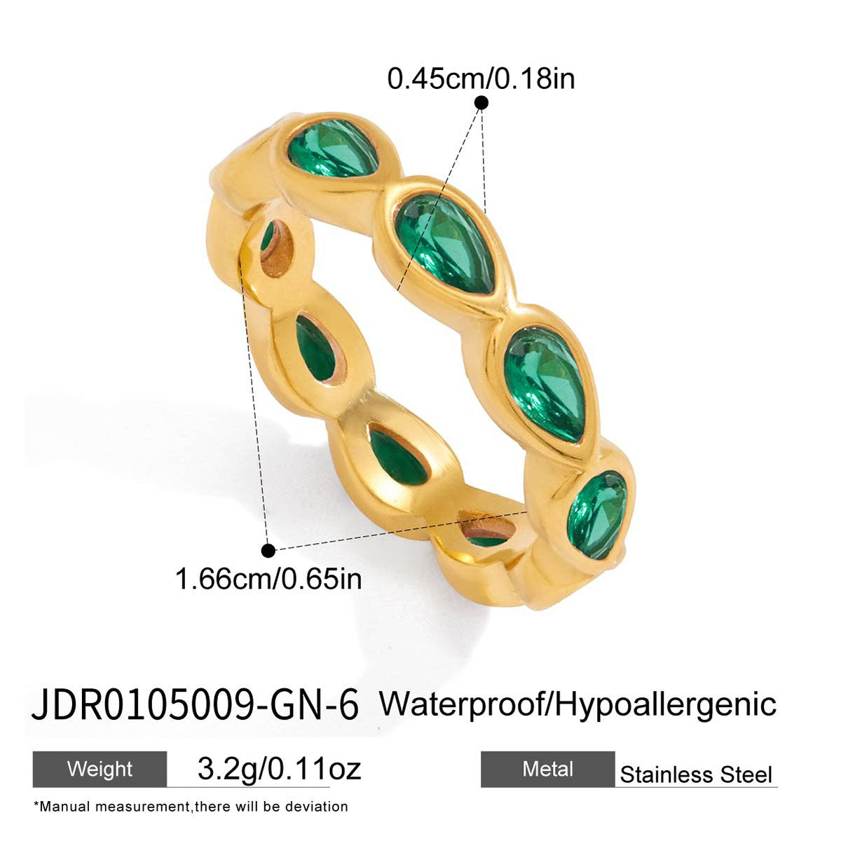 Reset Green Pear Eternity Ring