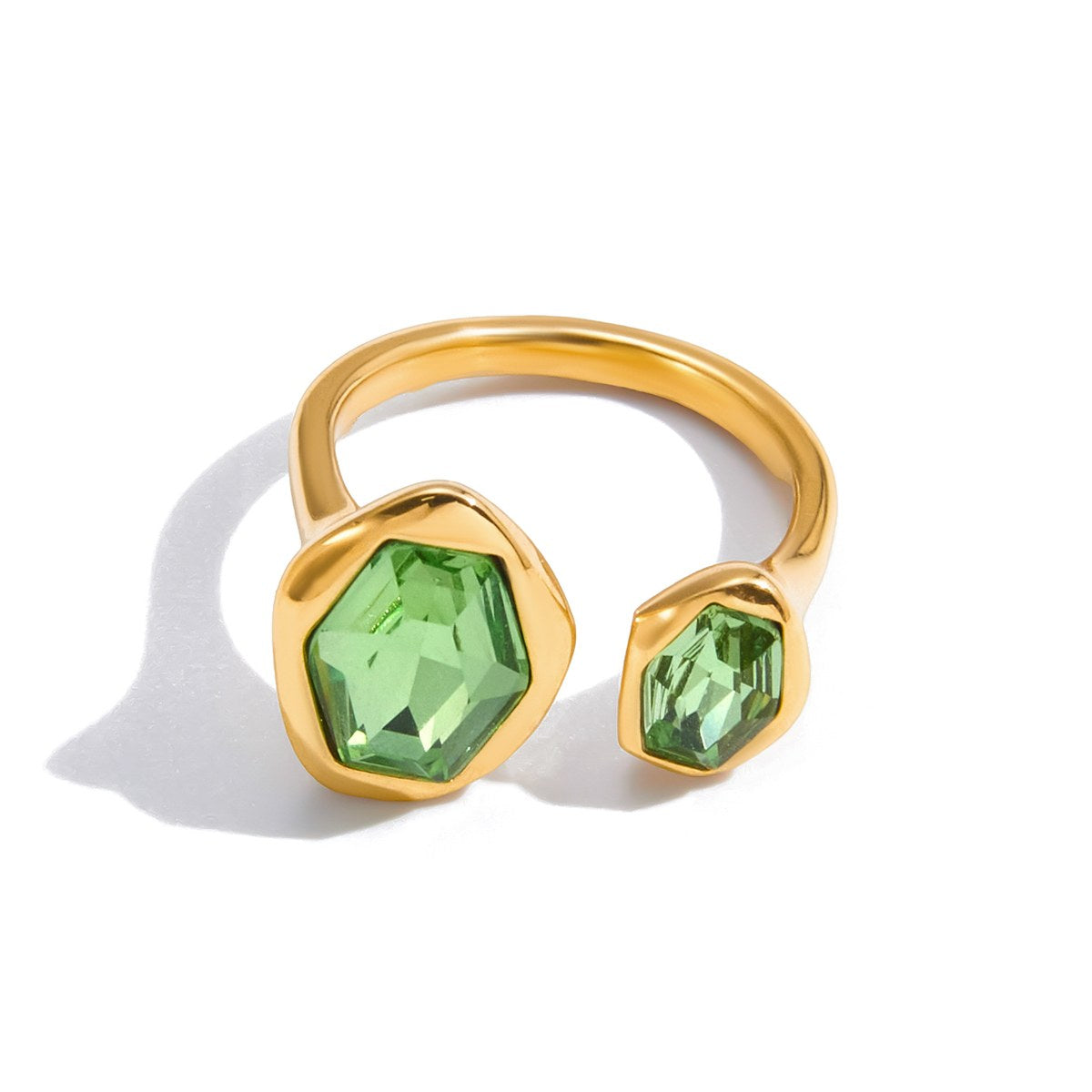 Reset Green Hexagon Open Ring