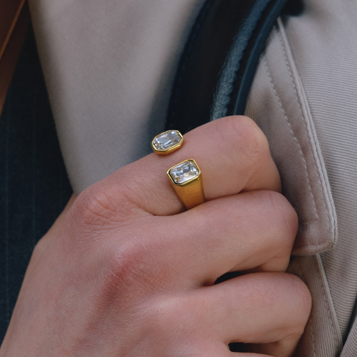 Iconic Emerald Cut Cuff Ring