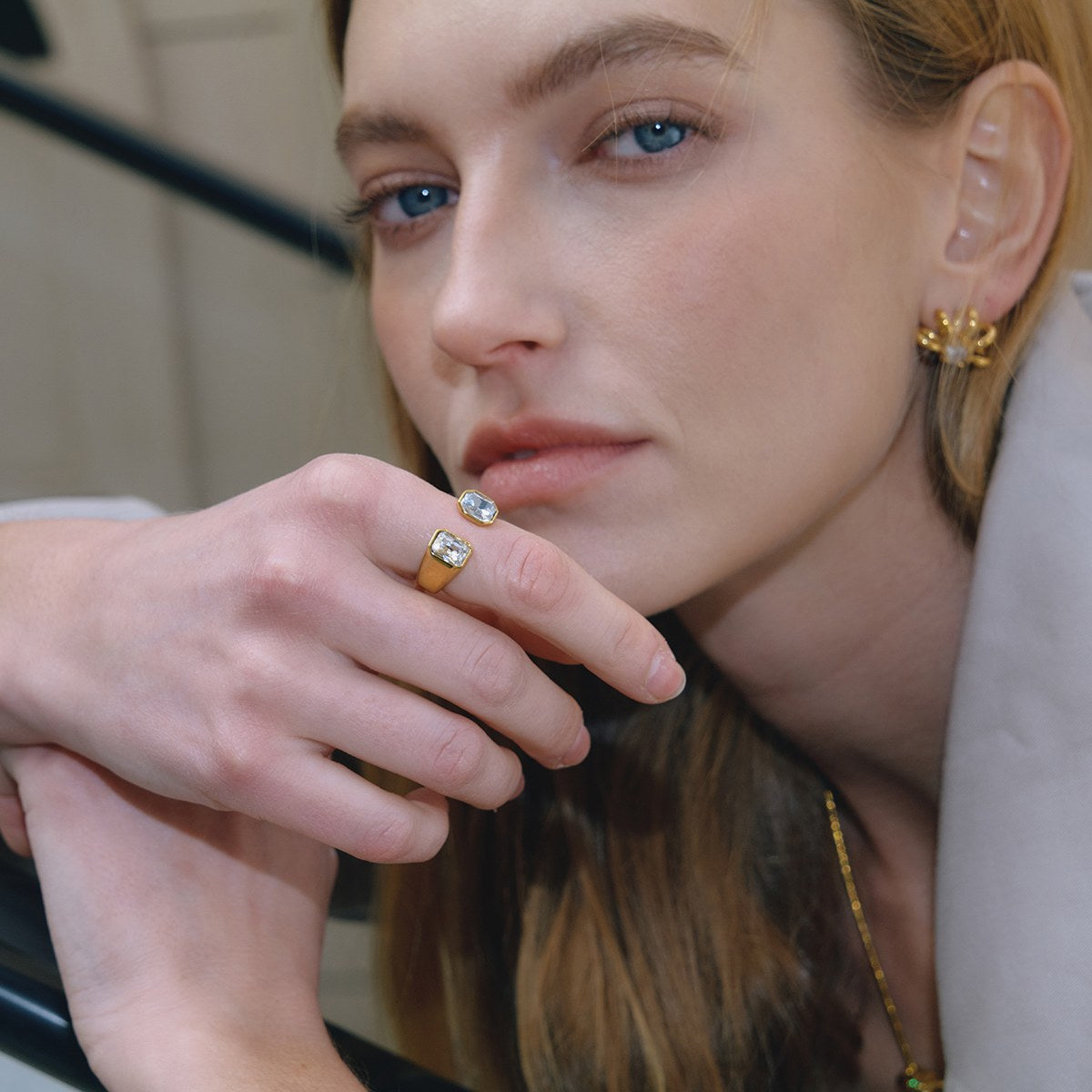Iconic Emerald Cut Cuff Ring