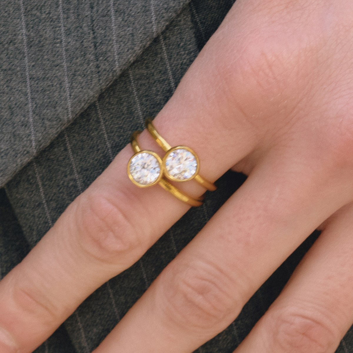 Her Double Stack Crystal Ring