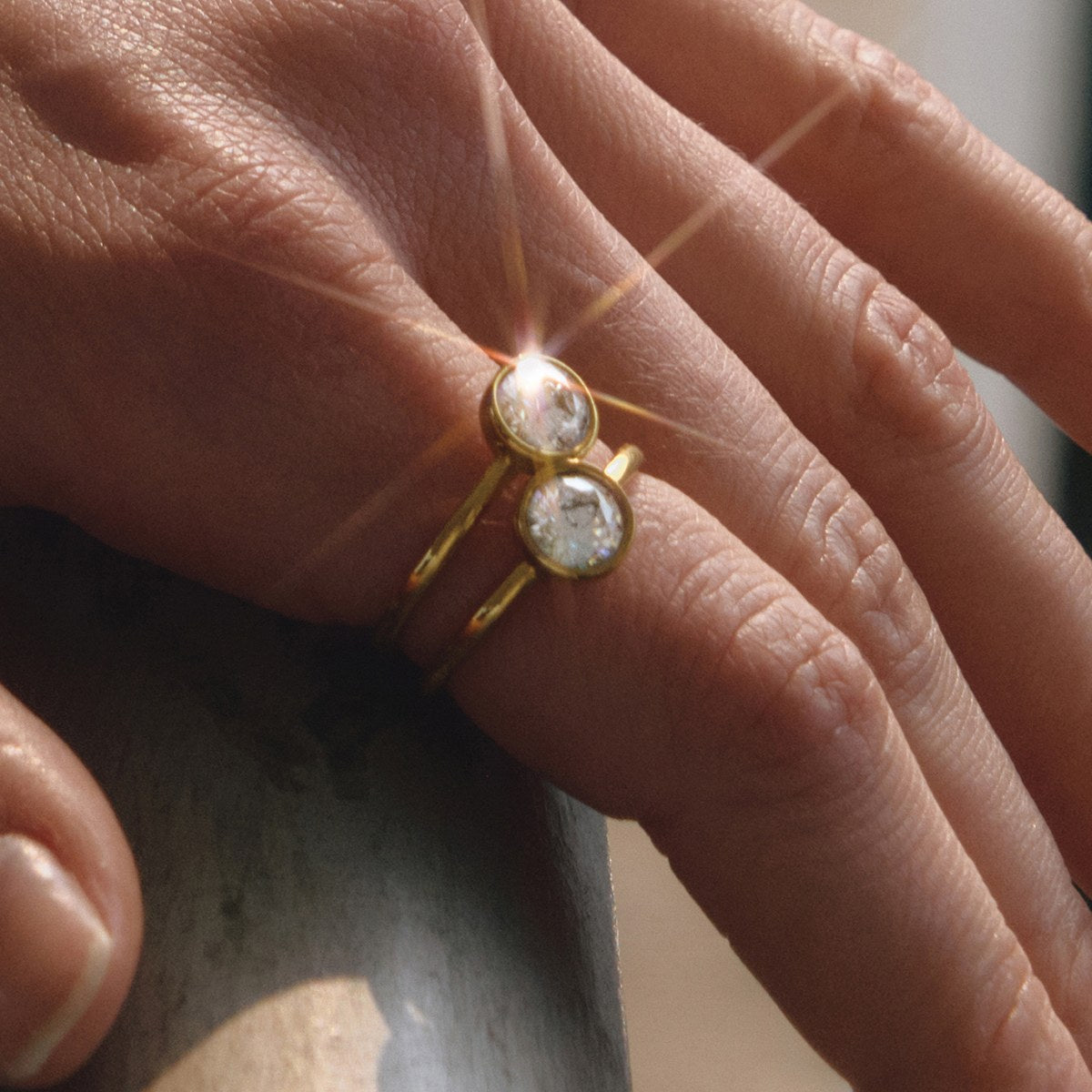 Her Double Stack Crystal Ring