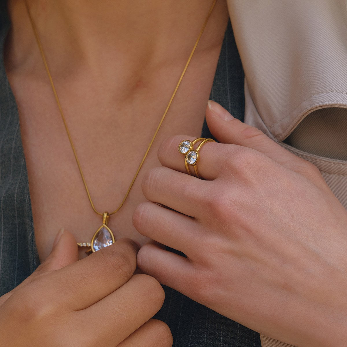 Her Double Stack Crystal Ring