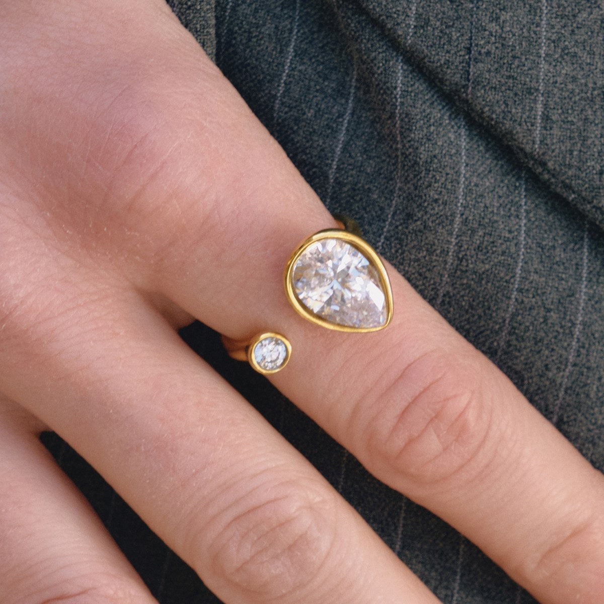 Iconic Pear Crystal Open Ring