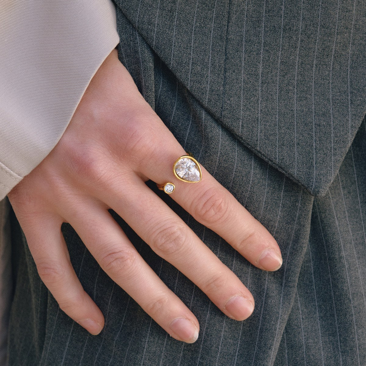 Iconic Pear Crystal Open Ring
