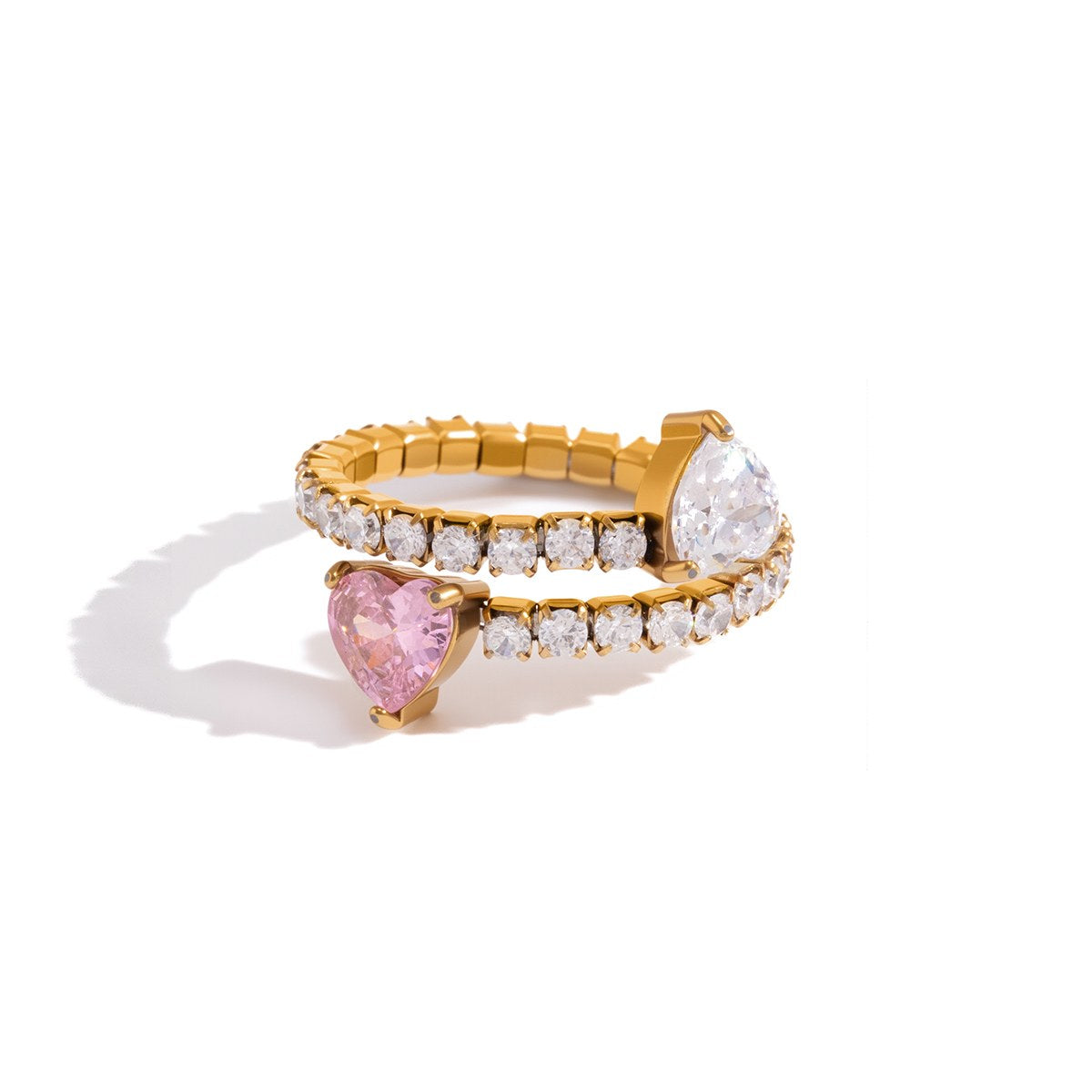 Pretty Pink Heart Coil Ring