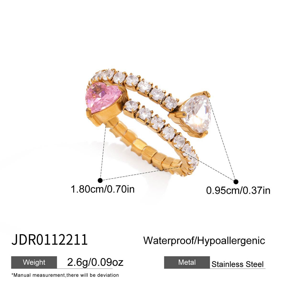 Pretty Pink Heart Coil Ring