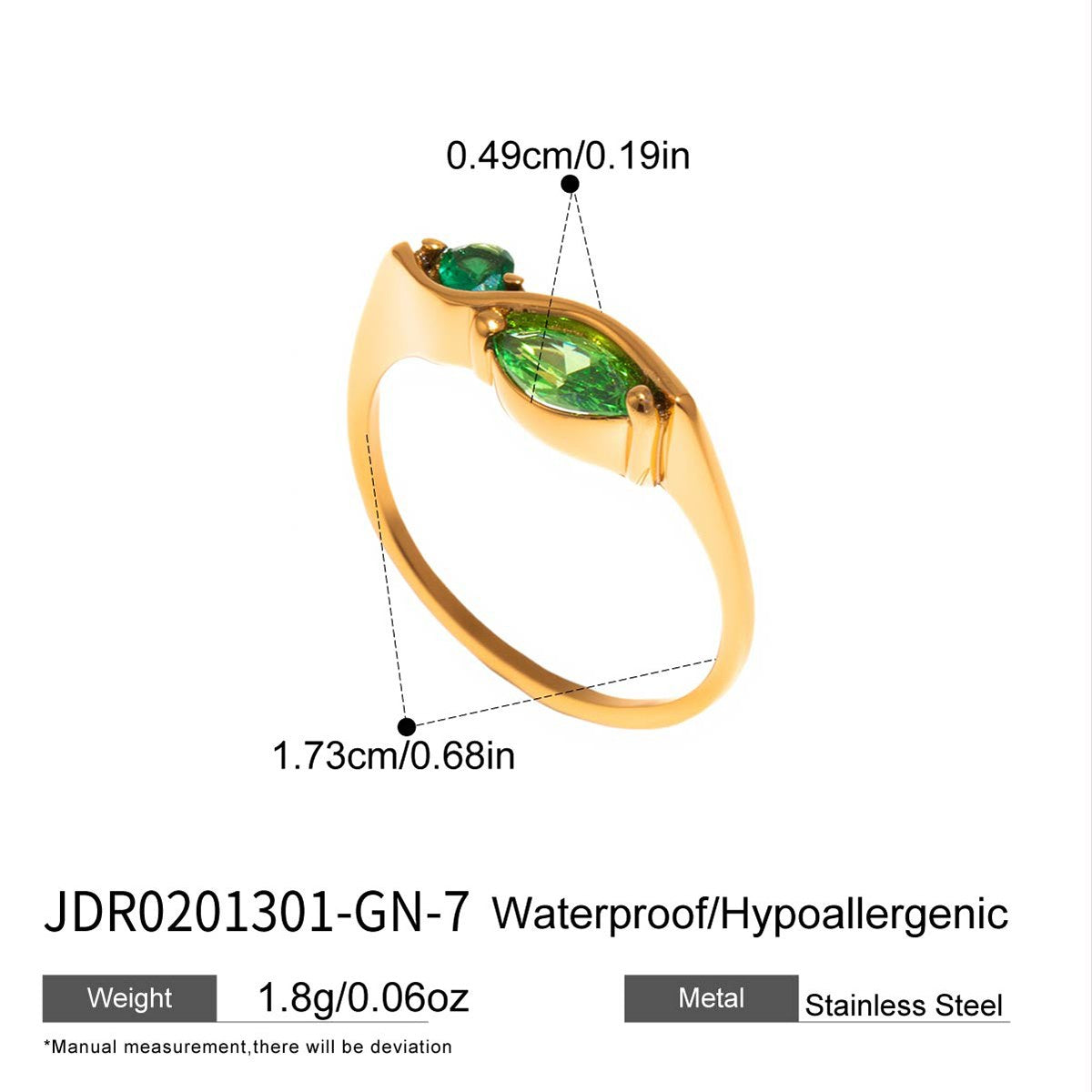 Reset Green Marquise Wave Ring