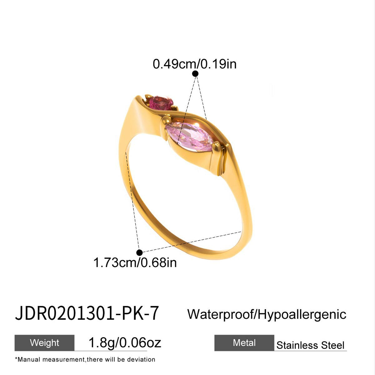 Pretty Pink Marquise Wave Ring