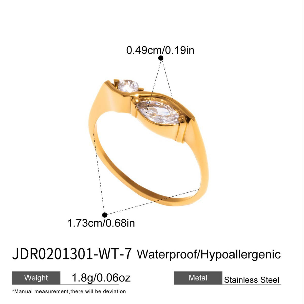 Elevated Crystal Marquise Wave Ring