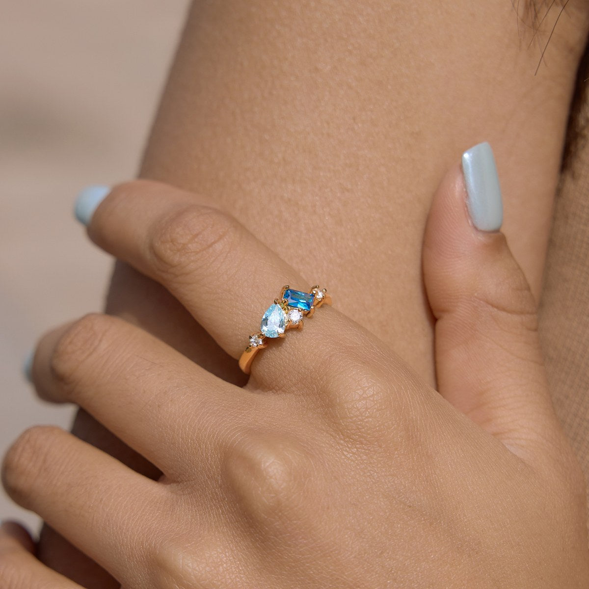 Glowing Blue Cluster Ring