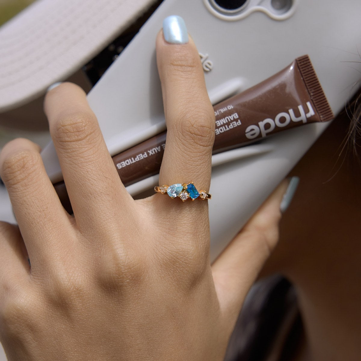 Glowing Blue Cluster Ring