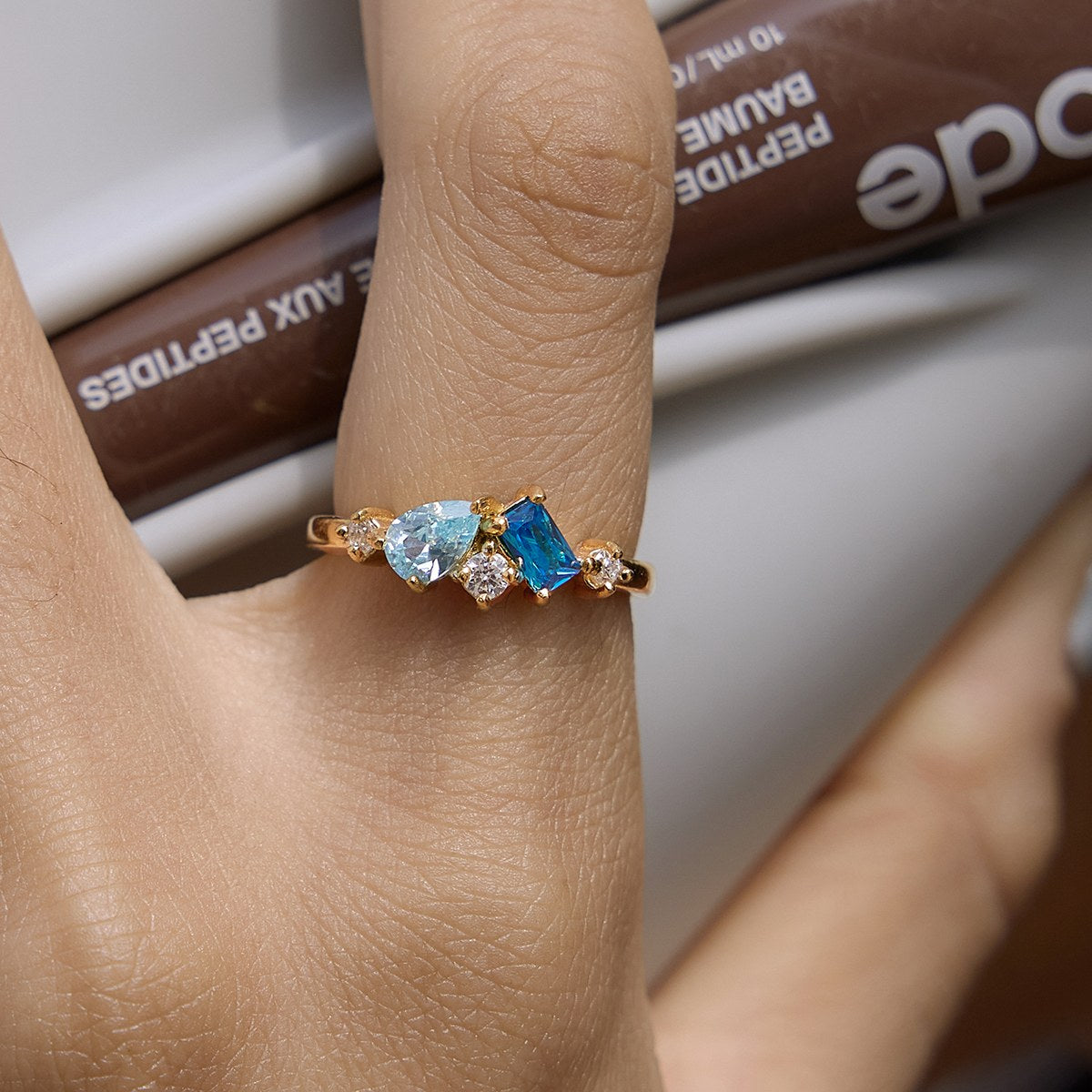 Glowing Blue Cluster Ring