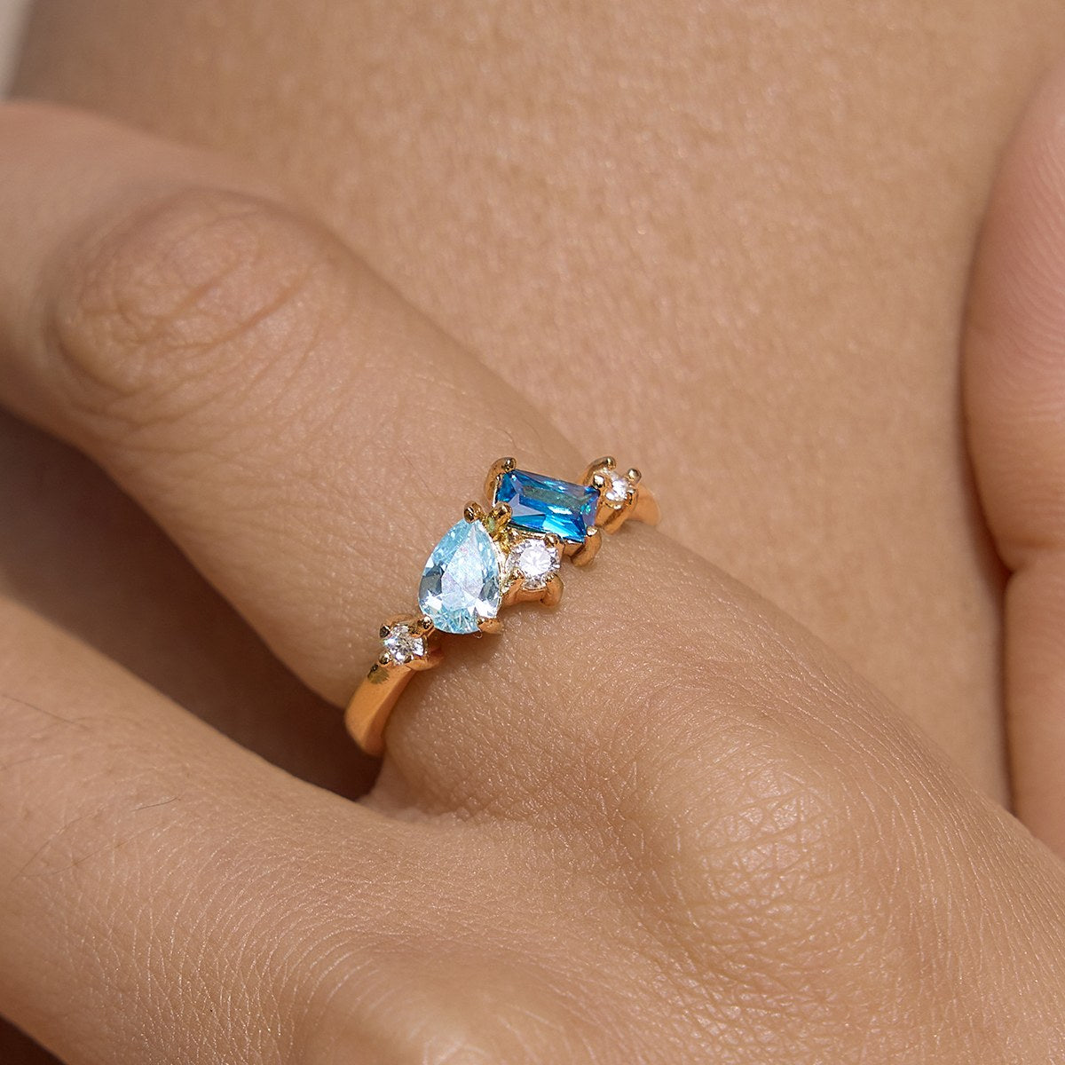 Glowing Blue Cluster Ring