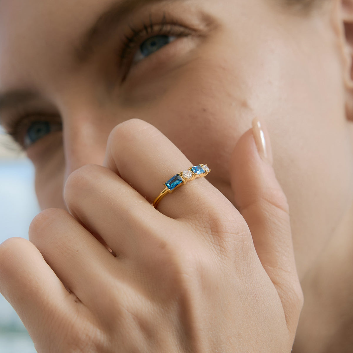Glowing Blue Cluster Ring