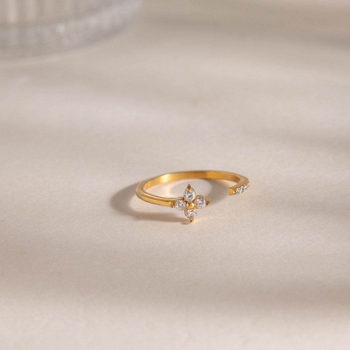 Becoming Crystal Clover Open Ring