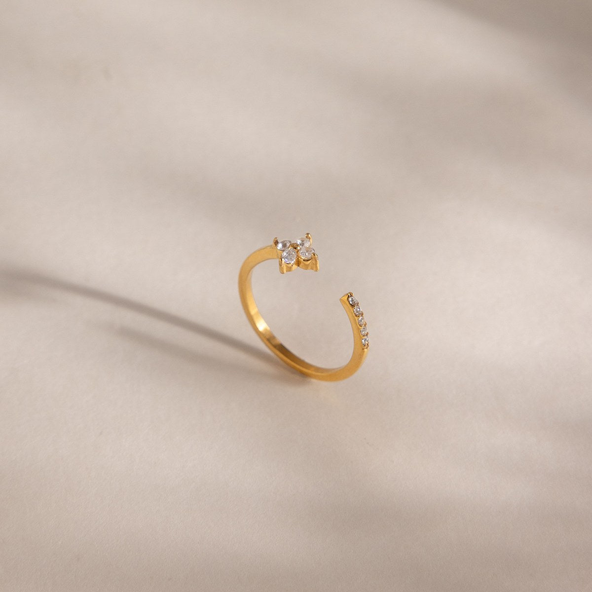 Becoming Crystal Clover Open Ring