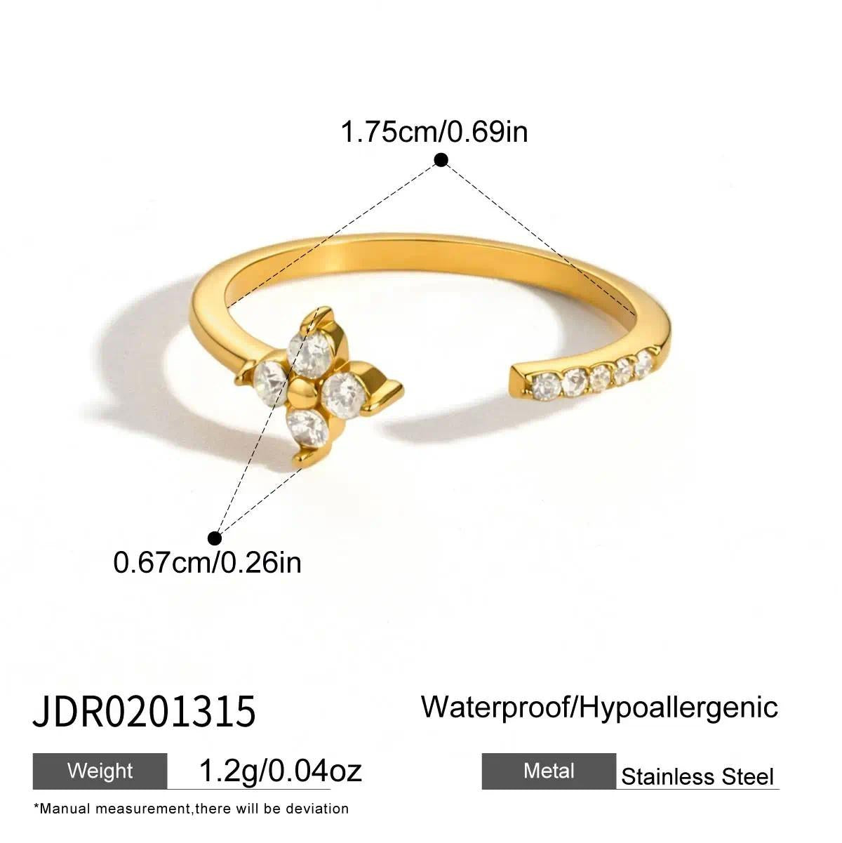 Becoming Crystal Clover Open Ring