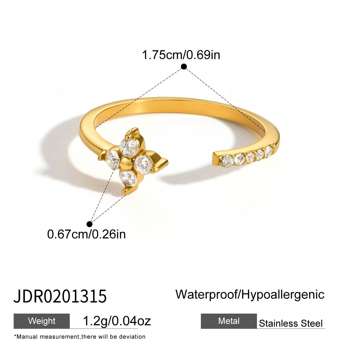 Becoming Crystal Clover Open Ring