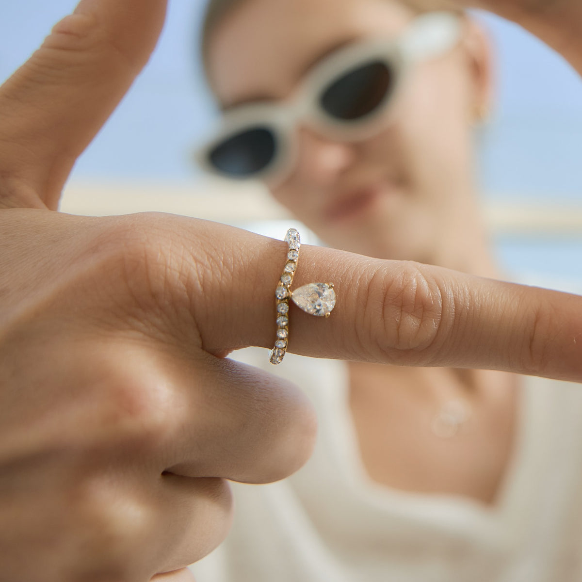 Elevated Pear Pave Ring