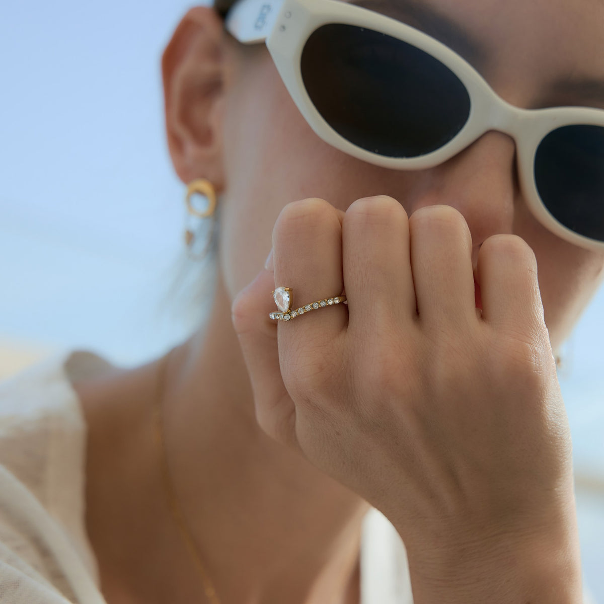 Elevated Pear Pave Ring
