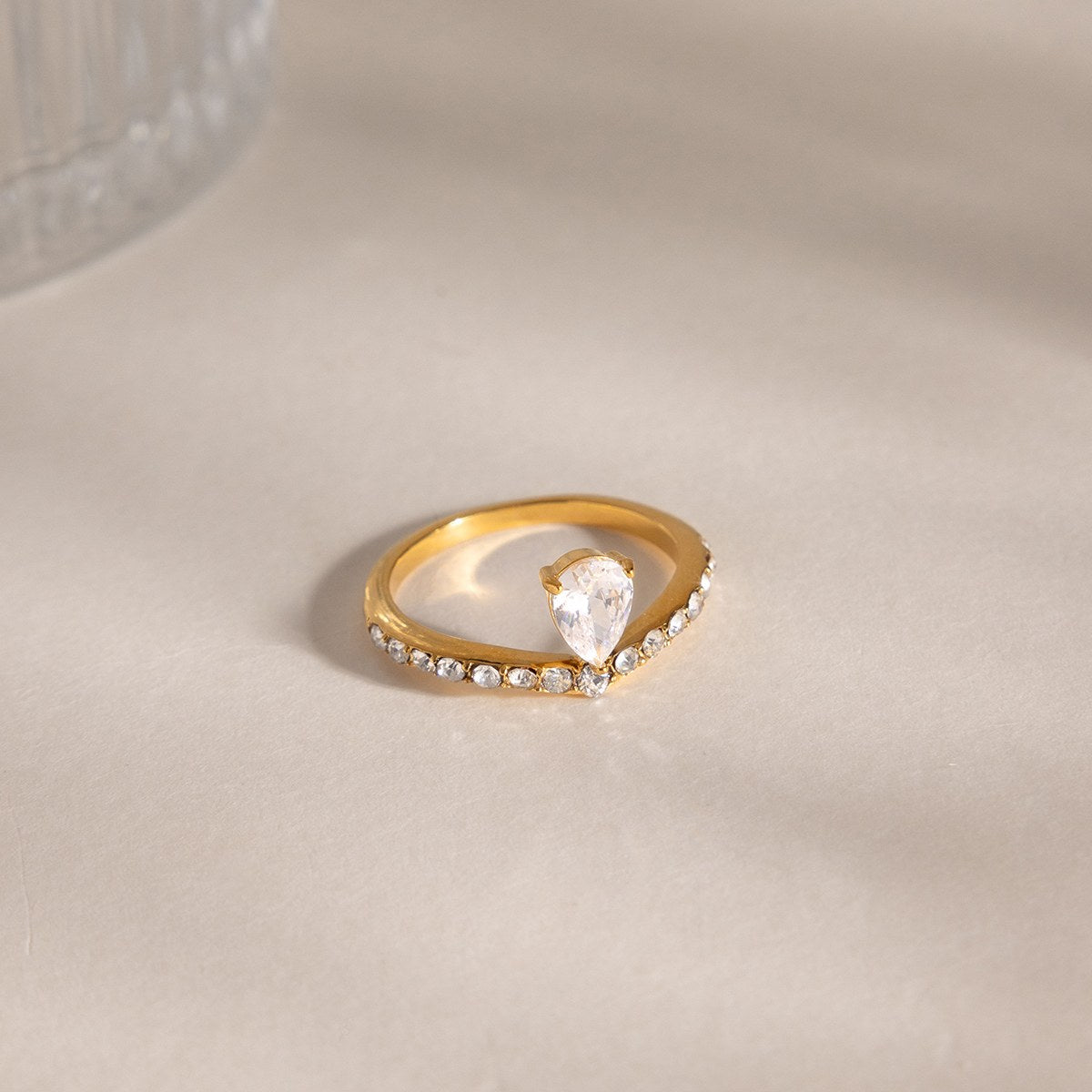 Elevated Pear Pave Ring