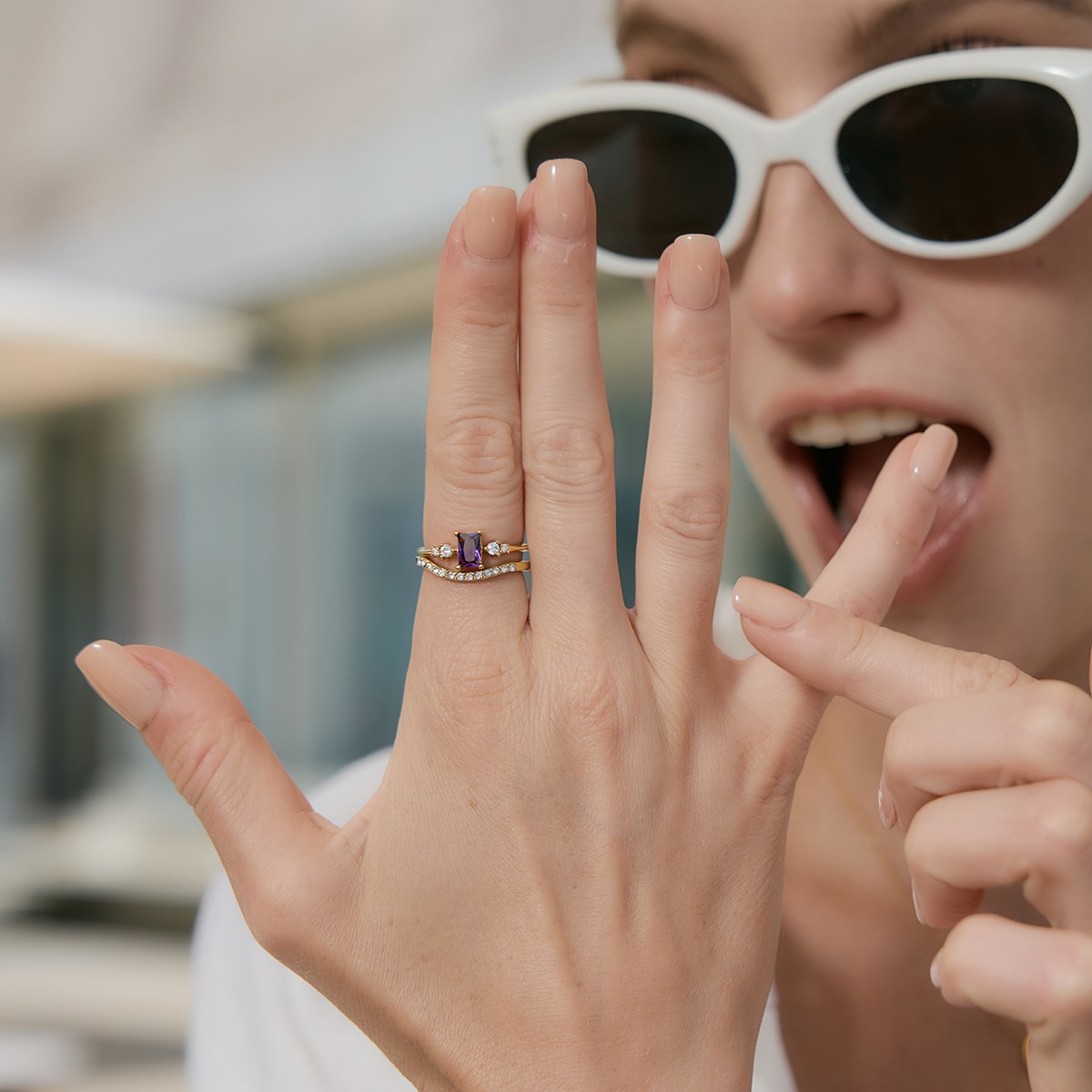 Aura Amethyst Square Ring