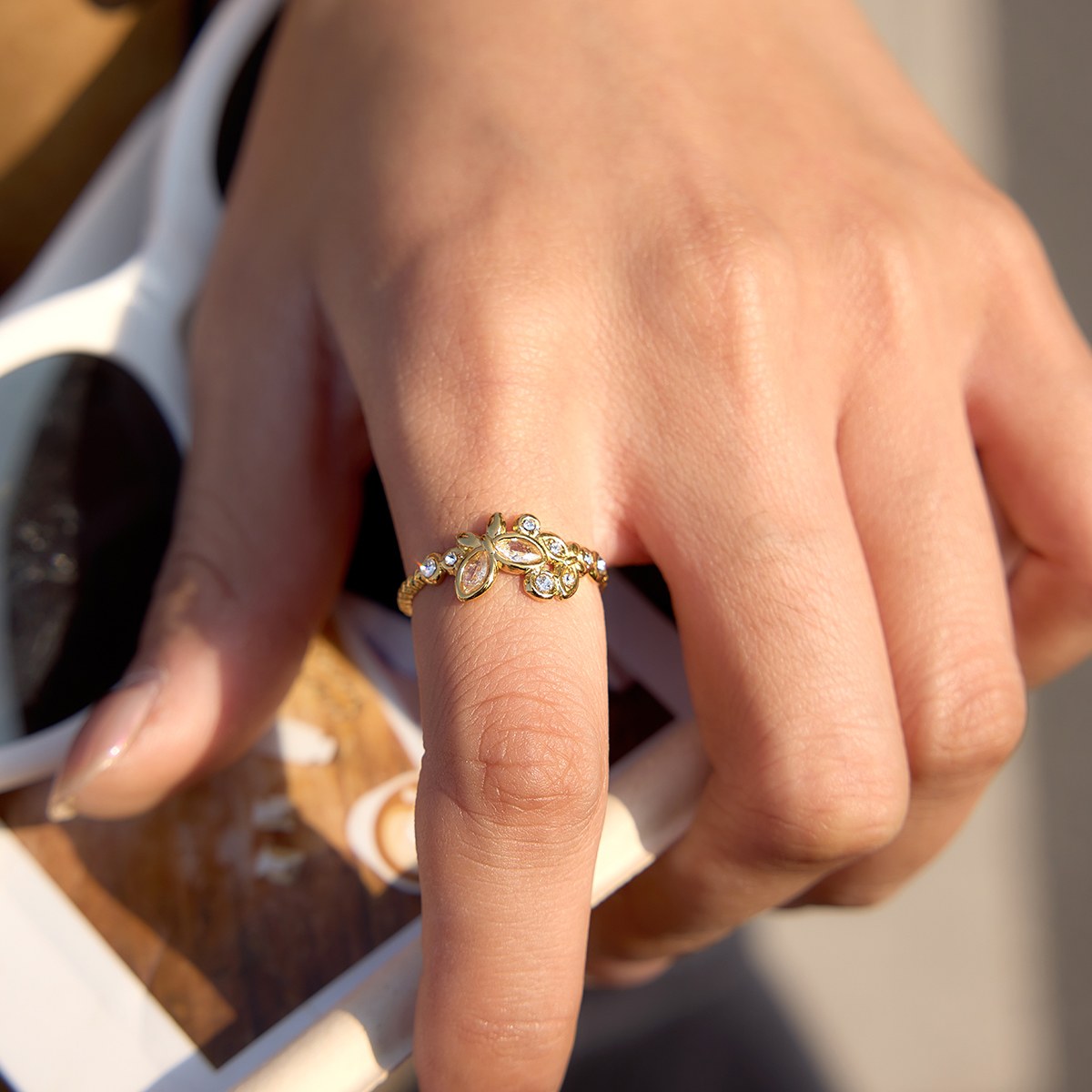 Becoming Petal Pave Ring