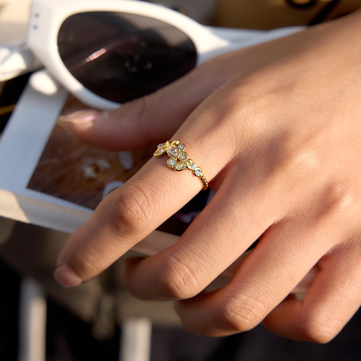 Becoming Petal Pave Ring
