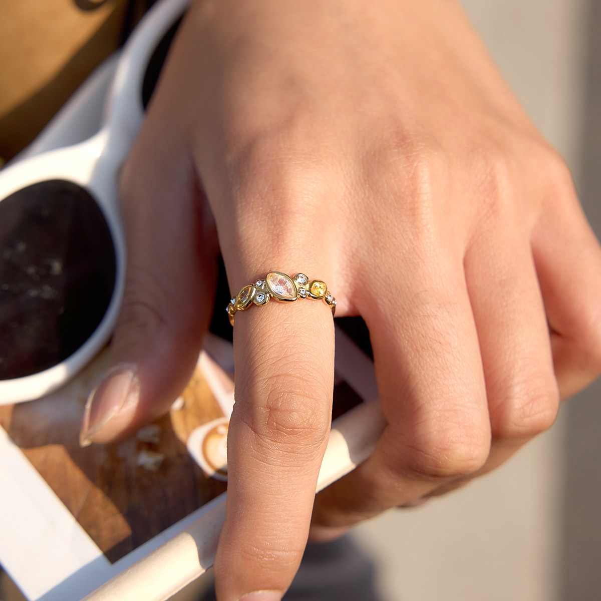 Muse Champagne Gem Cuff Ring