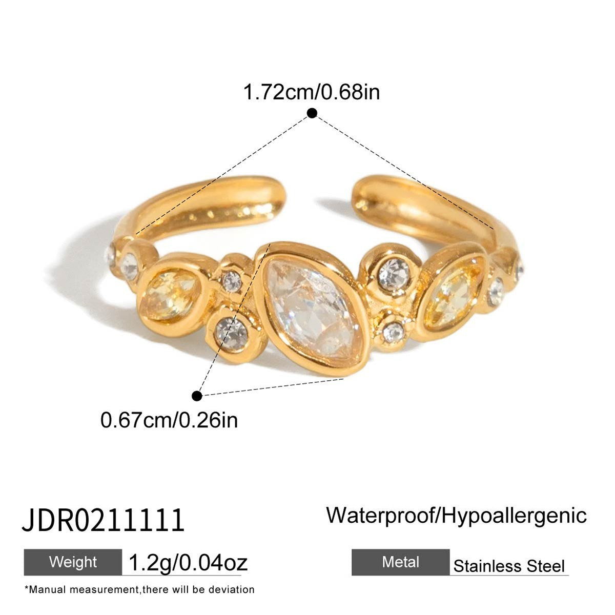 Muse Champagne Gem Cuff Ring
