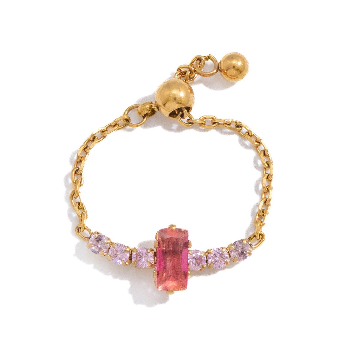 Pretty Pink Baguette Chain Ring