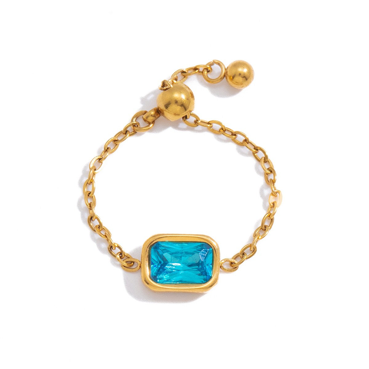 Glowing Aqua Chain Ring