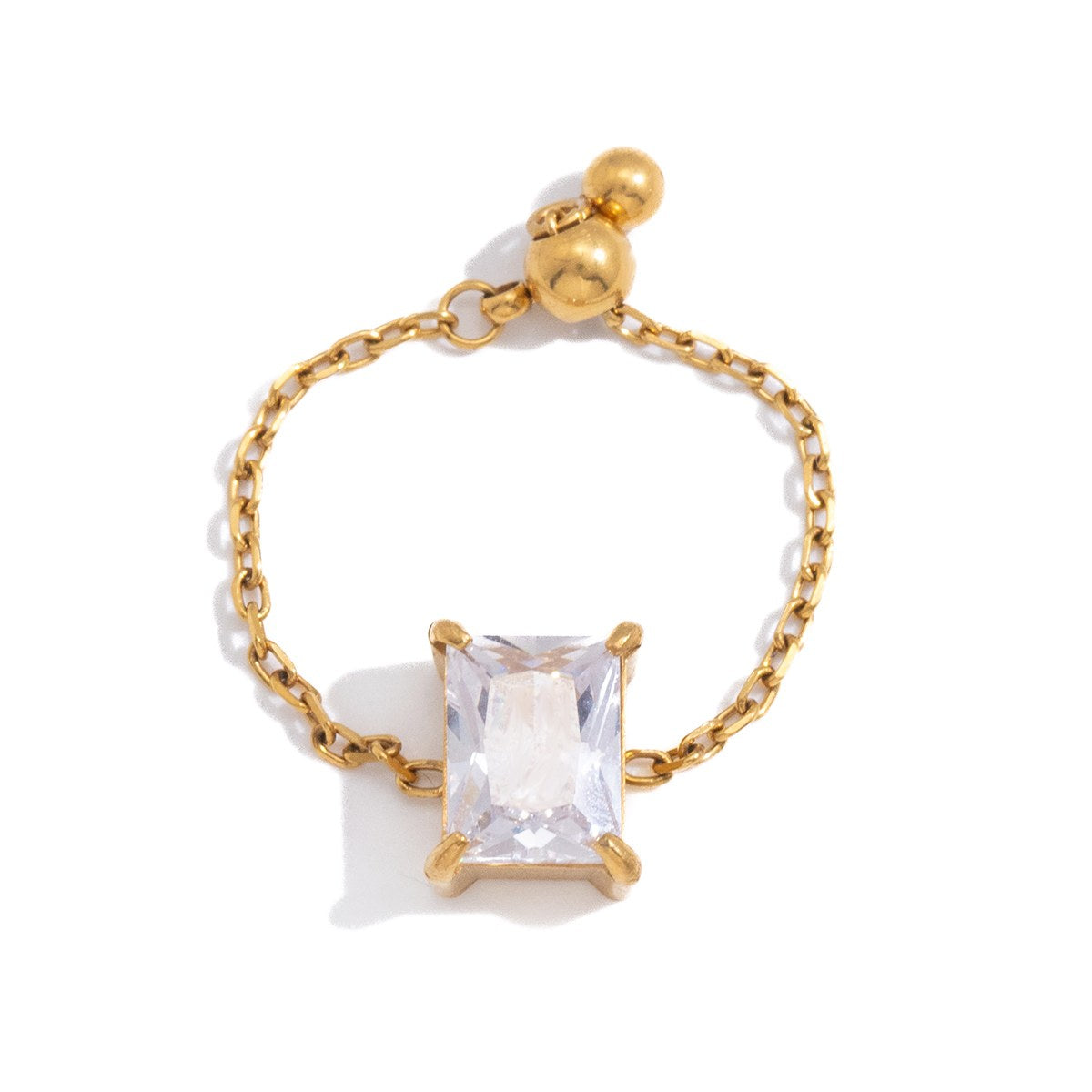 Elevated Emerald Cut Chain Ring
