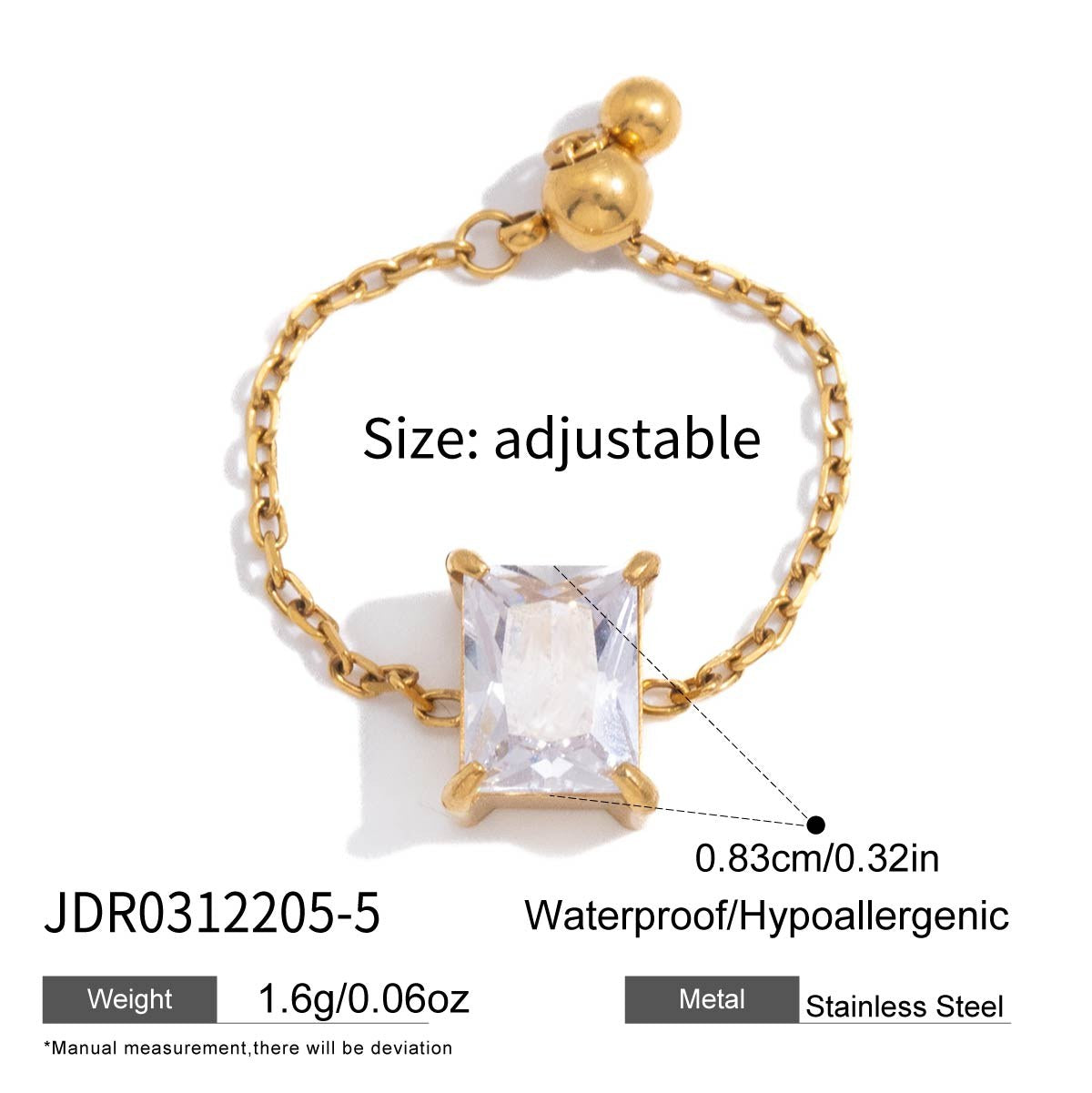 Elevated Emerald Cut Chain Ring