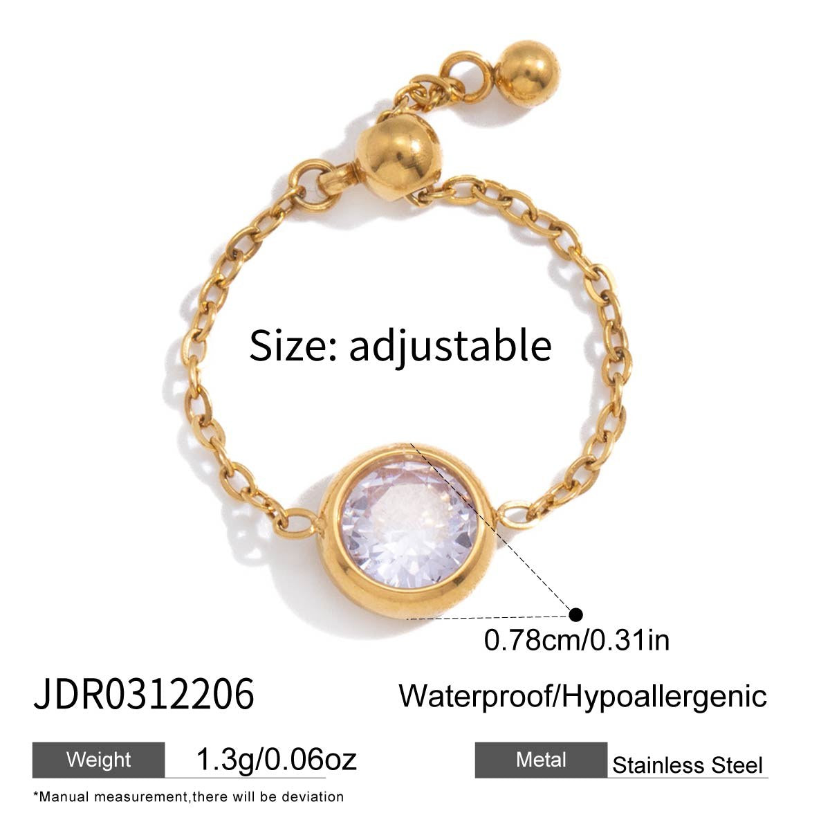 Golden Bezel Chain Ring